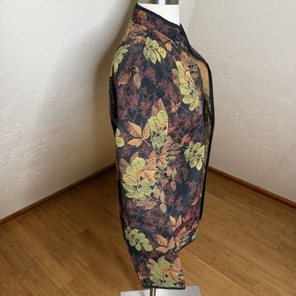 Serengeti Tapestry Open Front Jacket Womens Large Leaf Print Reversible Boho - Picture 7 of 9